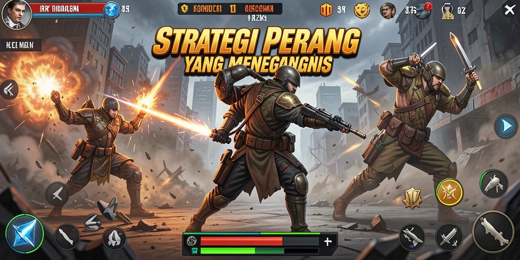 Screenshot gameplay <strong>8ZK</strong> menampilkan pertempuran strategi yang intens.