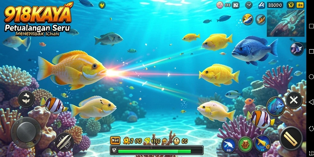 Screenshot gameplay 918KAYA yang menampilkan aksi menembak ikan yang seru.