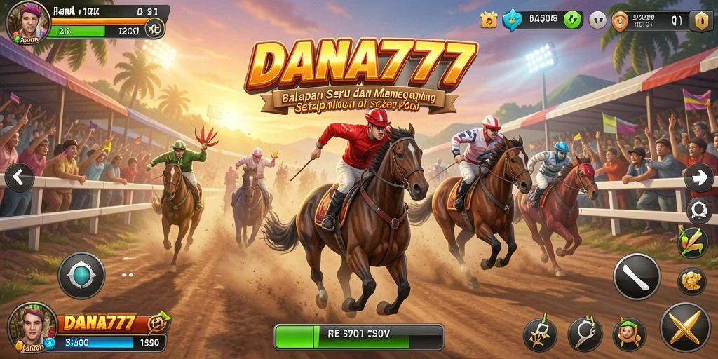 Tampilan gameplay seru dari balapan DANA777 dengan mobil cepat dan lintasan menantang.