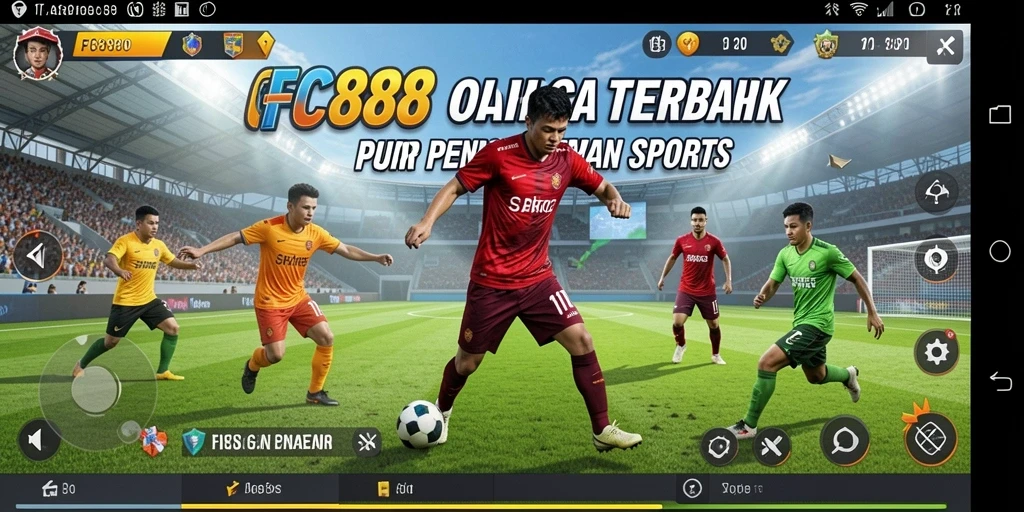 Tangkapan layar utama FC888 menampilkan aksi seru permainan olahraga.