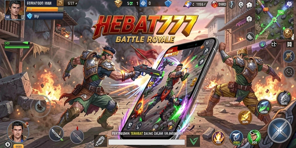 Gameplay seru HEBAT777 dengan pertarungan intens Battle Royale.