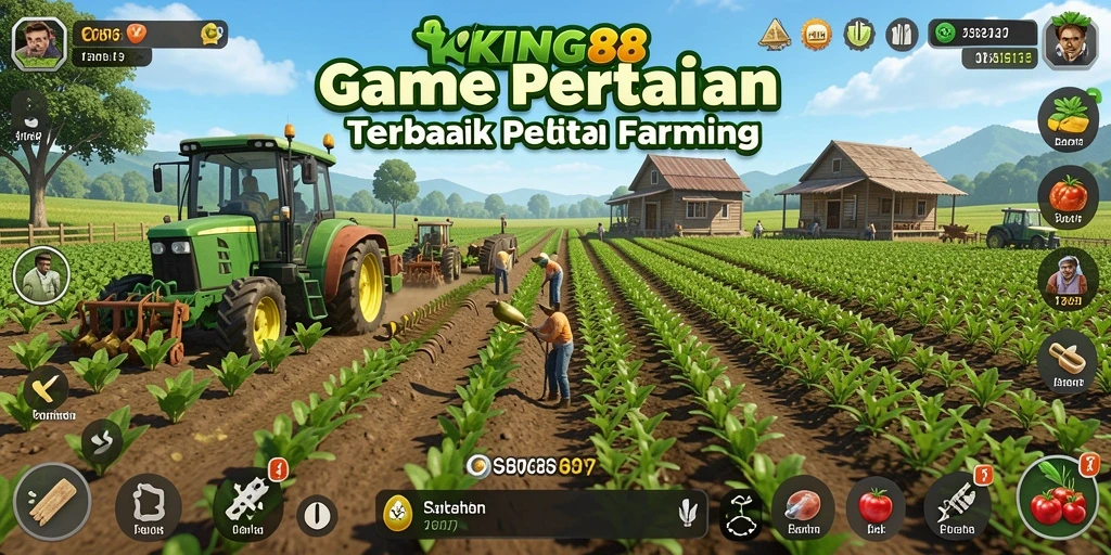 Tampilan menarik dari gameplay KING88 yang menggambarkan aktivitas bertani.