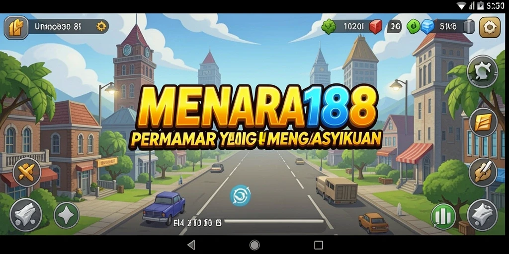 Tangkapan layar gameplay MENARA188 menampilkan menara yang megah dan aktivitas pembangunan.