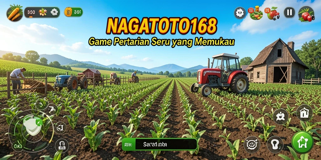 Gameplay NAGATOTO168 menampilkan ladang pertanian yang indah dan beragam.