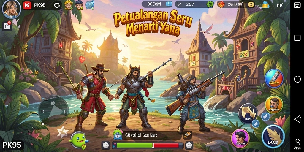 Tangkapan layar utama PK95 menunjukkan momen mendebarkan dalam petualangan.