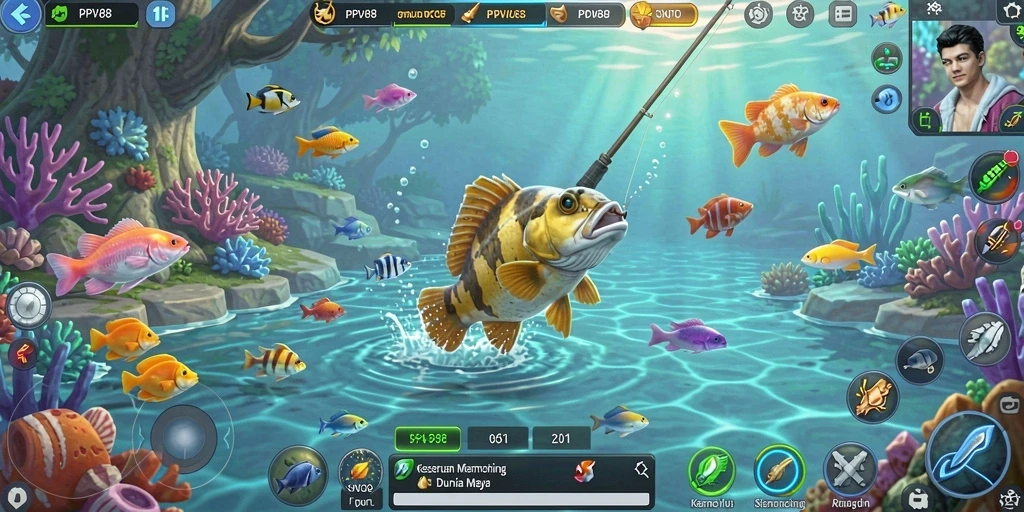 Tampilan gameplay PPV88 dengan aksi memancing seru.