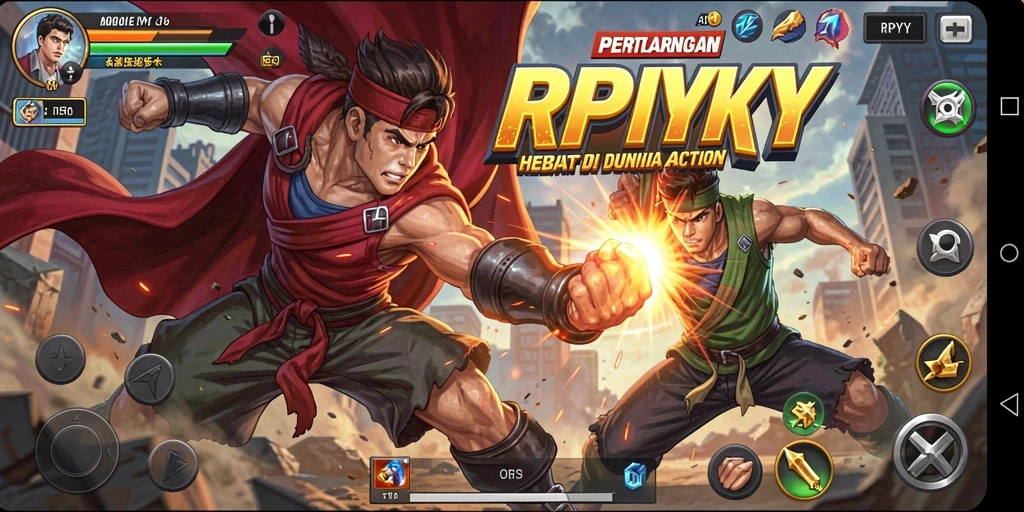 Tampilan gameplay seru di RPYYY saat bertarung melawan musuh.