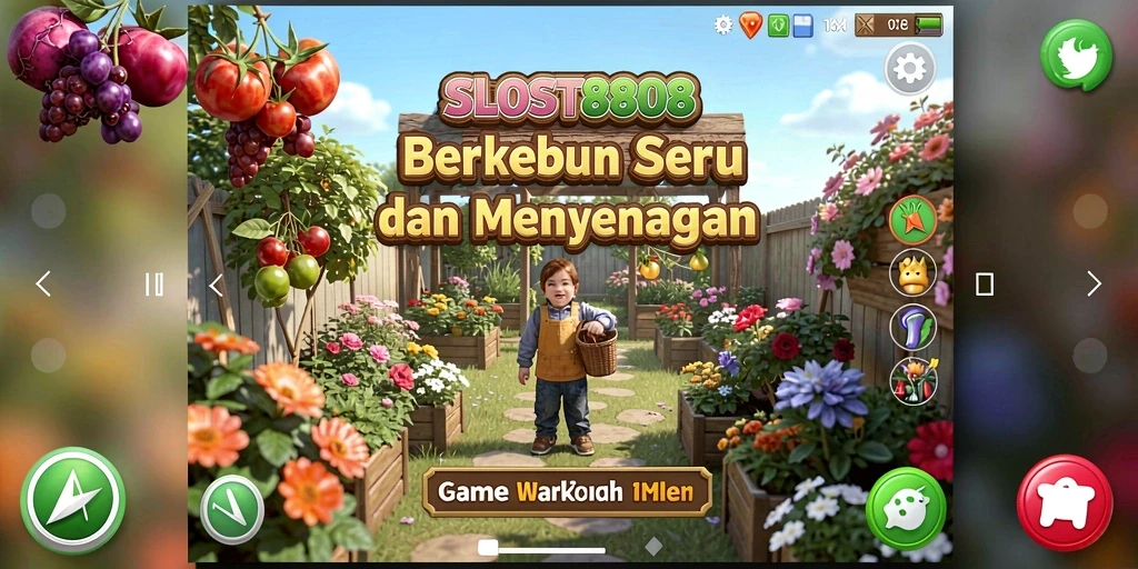 Tampilan gameplay SLOST8808 dengan aktivitas berkebun yang menarik.