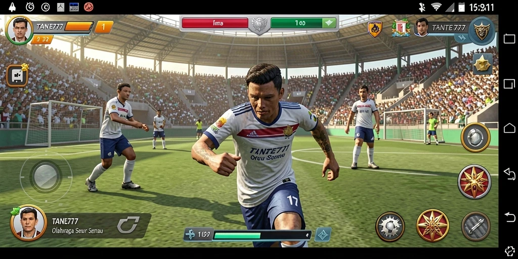 Screenshot TANTE777 menampilkan gameplay dinamis dengan variasi olahraga.