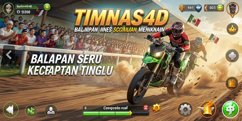 Screenshot menampilkan aksi balapan seru di TIMNAS4D.