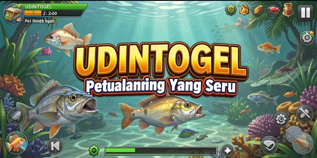 Screenshot UDINTOGEL menampilkan aksi seru dalam memancing ikan.