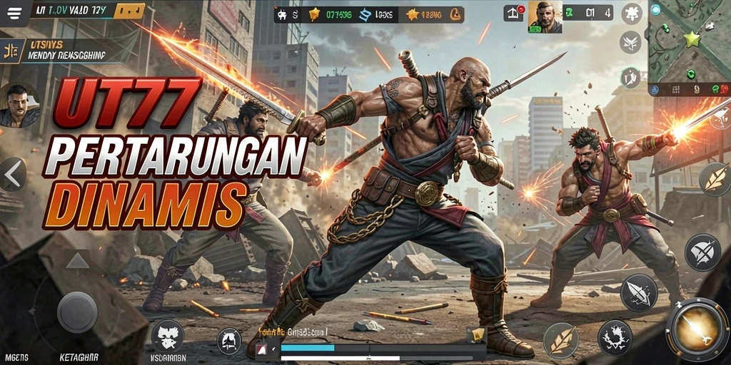 Tampilan seru dari gameplay action UT77 saat bertarung.
